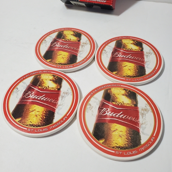 Budweiser Absorbent Coaster Set of 4 New 2008 - Picture 2 of 6